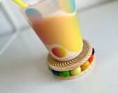 Optical Illusion Wood Coaster: Elegant Felt Table Decor thumbnail 2