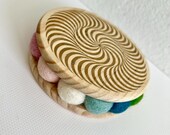 Optical Illusion Wood Coaster: Elegant Felt Table Decor thumbnail 7