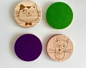 Smart Cats Wooden Coasters: Kitten Lover Gift, Set of 4 thumbnail 3