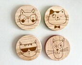 Smart Cats Wooden Coasters: Kitten Lover Gift, Set of 4 thumbnail 2