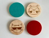 Smart Cats Wooden Coasters: Kitten Lover Gift, Set of 4 thumbnail 4