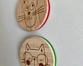 Schlaue Katzen Holzuntersetzer: Kätzchen-Liebhaber Geschenk, Set à 4 thumbnail 10