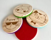 Smart Cats Wooden Coasters: Kitten Lover Gift, Set of 4 thumbnail 5