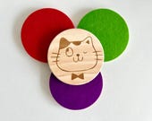 Smart Cats Wooden Coasters: Kitten Lover Gift, Set of 4 thumbnail 7