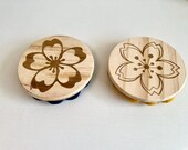 Sakura Wooden Coasters: Elegant Floral Table Decor, Set of 2 thumbnail 4