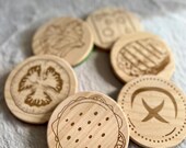 Burger Coaster Set of 6 pcs, Wooden Top Felt Colorful Bottom, Unique Table Decor thumbnail 5