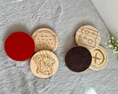 Burger Coaster Set of 6 pcs, Wooden Top Felt Colorful Bottom, Unique Table Decor thumbnail 10