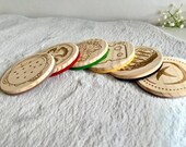 Burger Coaster Set of 6 pcs, Wooden Top Felt Colorful Bottom, Unique Table Decor thumbnail 6