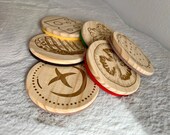 Burger Coaster Set of 6 pcs, Wooden Top Felt Colorful Bottom, Unique Table Decor thumbnail 2
