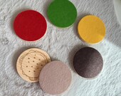 Burger Coaster Set of 6 pcs, Wooden Top Felt Colorful Bottom, Unique Table Decor thumbnail 8