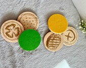 Burger Coaster Set of 6 pcs, Wooden Top Felt Colorful Bottom, Unique Table Decor thumbnail 9
