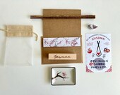 Personalized Japanese Chopsticks Set: Cherry Blossom Origami Wrap, Wooden Stand, Sakura Soy Sauce Dish thumbnail 10