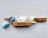 Engraved Chopsticks Gift Set: Personalized Wooden Stand, Fuji Rest, Ukiyoe Origami Wrap thumbnail 4