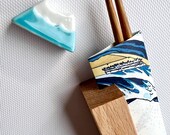 Engraved Chopsticks Gift Set: Personalized Wooden Stand, Fuji Rest, Ukiyoe Origami Wrap thumbnail 9
