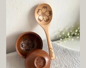 Personalized Wooden Miso Bowl and Spoon Set: Cherry Blossom Engraving thumbnail 5
