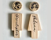 Personalized Wooden Restroom Sign: Engraved WC Door Plate, His/Hers Design thumbnail 4