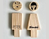 Personalized Wooden Restroom Sign: Engraved WC Door Plate, His/Hers Design thumbnail 2