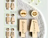 Personalized Wooden Restroom Sign: Engraved WC Door Plate, His/Hers Design thumbnail 1