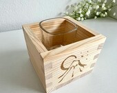 Personalized Wooden Sake Box & Glass Cup Set: Engraved Japanese Gift thumbnail 3