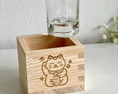 Personalized Wooden Sake Box & Glass Cup Set: Engraved Japanese Gift thumbnail 6