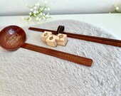 Custom ramen utensil set with a personalized ladle, chopsticks, wooden lantern holder, and leather name strap. Perfect for Asian dining lovers, this unique set enhances the ramen experience at home. Crafted from high-quality materials, it blends trad thumbnail 2