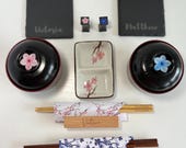 Personalized Japanese Dinnerware Set for Couples: Engraved Chopsticks & Slate Sushi Dishes thumbnail 4