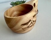 Funny Manga Face Wooden Kuksa Cup - Scandinavian Coffee Mug thumbnail 3