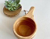 Funny Manga Face Wooden Kuksa Cup - Scandinavian Coffee Mug thumbnail 4