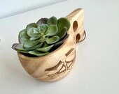 Funny Manga Face Wooden Kuksa Cup - Scandinavian Coffee Mug thumbnail 6