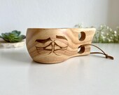 Funny Manga Face Wooden Kuksa Cup - Scandinavian Coffee Mug thumbnail 9