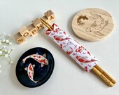 Personalized Chopsticks Set: Engraved Sticks, Koi Dish, Coaster, Origami Sleeve thumbnail 1