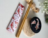 Personalized Chopsticks Set: Engraved Sticks, Koi Dish, Coaster, Origami Sleeve thumbnail 6