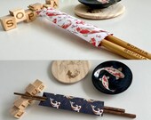 Personalized Chopsticks Set: Engraved Sticks, Koi Dish, Coaster, Origami Sleeve thumbnail 5