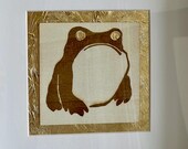 Framed Golden Frog Art Print: Japanese Zen Decor, Woodblock Style thumbnail 10