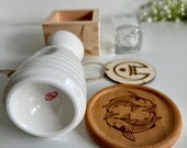 Japanese Sake Set | Ceramic Tokkuri, Mount Fuji Masu Box & Koi Coaster thumbnail 4
