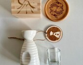 Japanese Sake Set | Ceramic Tokkuri, Mount Fuji Masu Box & Koi Coaster thumbnail 2