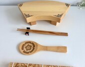 Bamboo Sushi Making Kit | Personalized Chopsticks, Rolling Mat, Paddle, Rest thumbnail 4