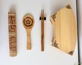 Bamboo Sushi Making Kit | Personalized Chopsticks, Rolling Mat, Paddle, Rest thumbnail 5