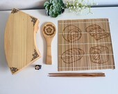 Bamboo Sushi Making Kit | Personalized Chopsticks, Rolling Mat, Paddle, Rest thumbnail 2