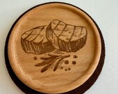 Funny Wolf Steak Wooden Coasters | Laser Engraved Beech Wood Drinkware | YapYapBeats Collaboration thumbnail 4