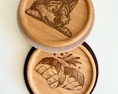 Funny Wolf Steak Wooden Coasters | Laser Engraved Beech Wood Drinkware | YapYapBeats Collaboration thumbnail 1